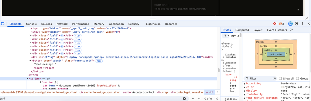 the form before adding the CSRF token