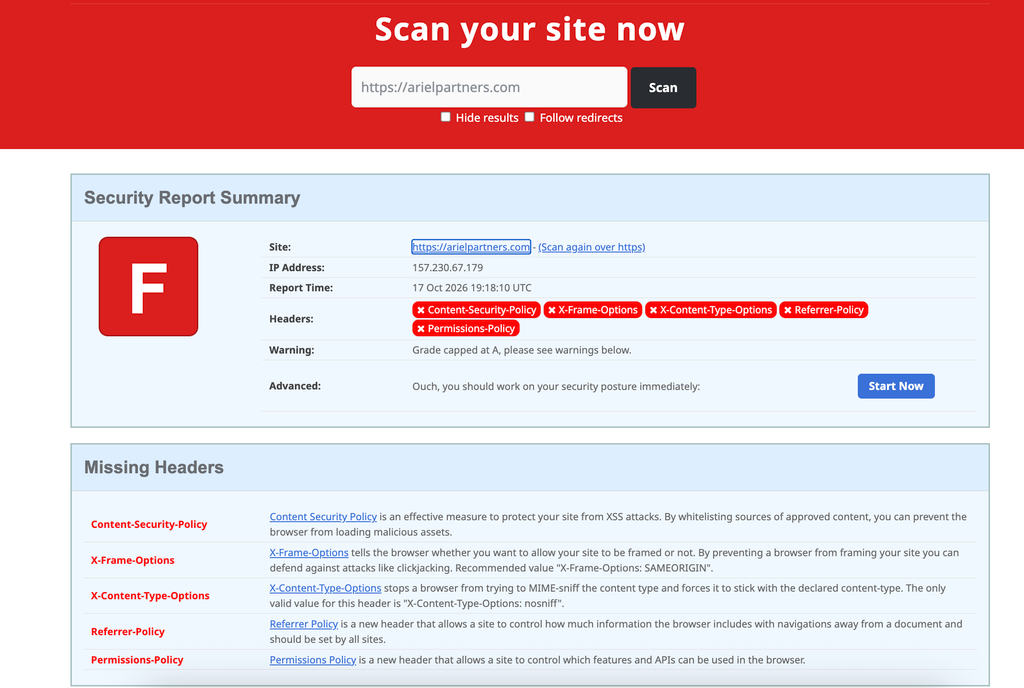 header security the error or the security header result before the fix