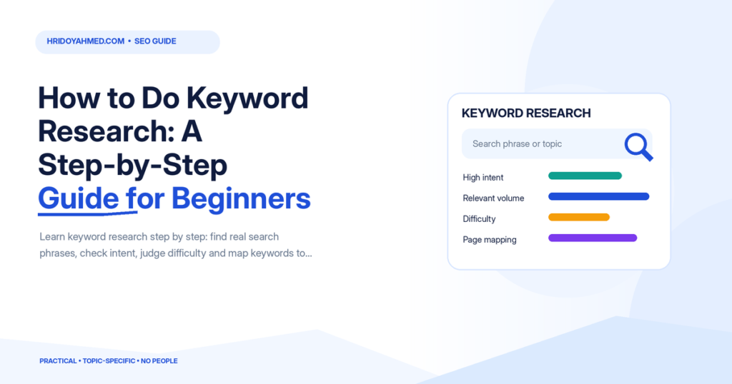 Keyword research dashboard showing search intent, volume, difficulty and page mapping