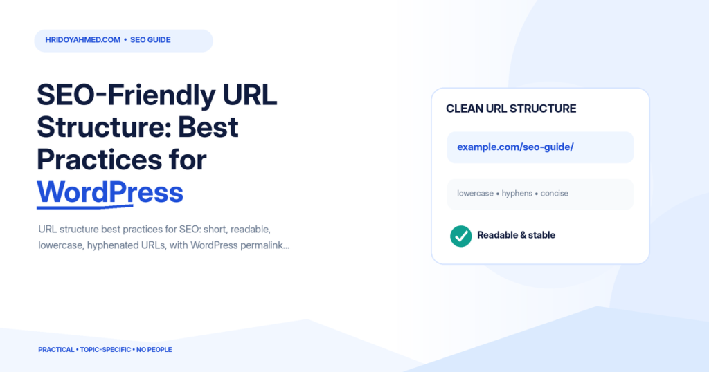 SEO-friendly URL example showing a short lowercase slug with hyphens and a readable URL structure
